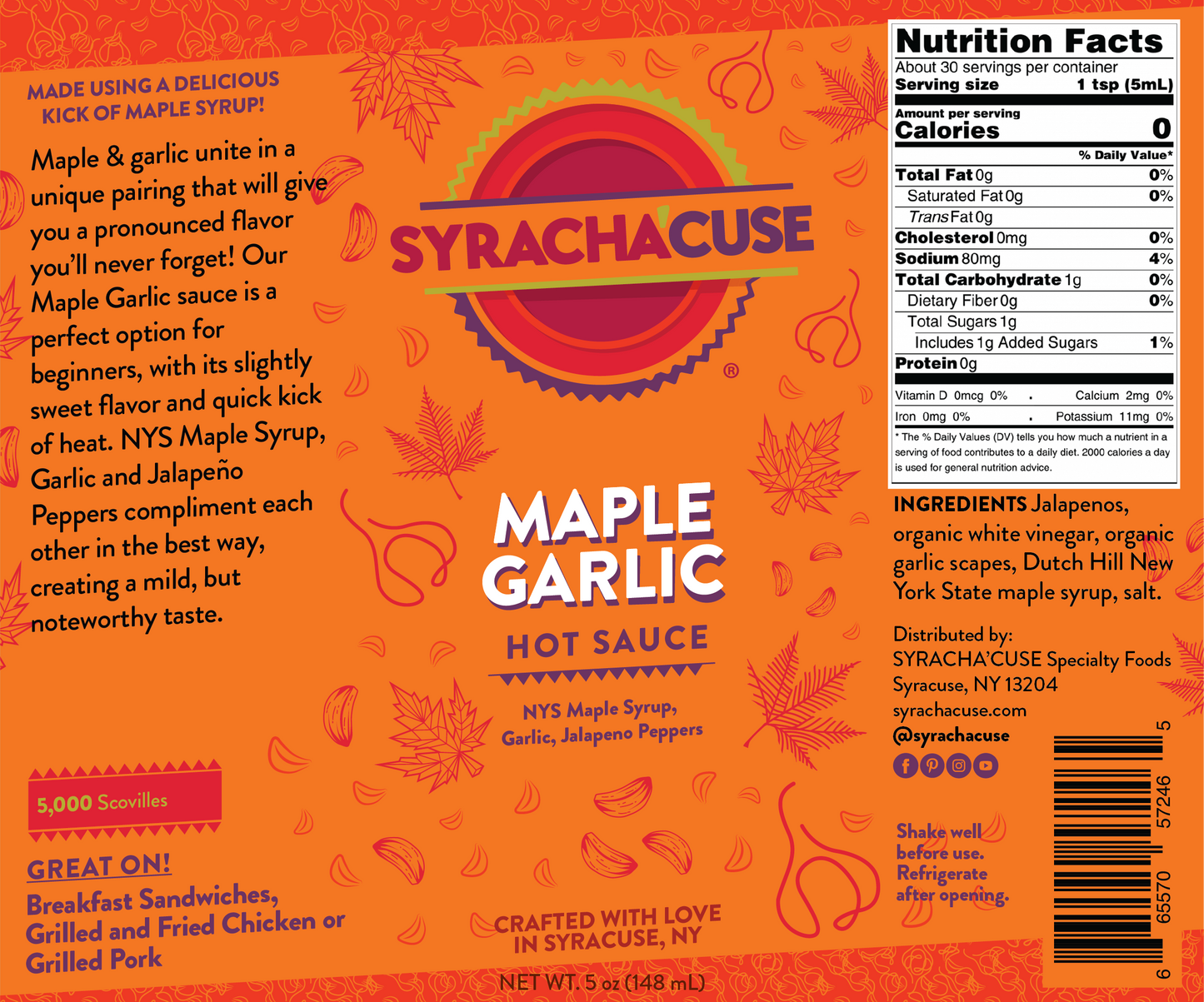 MAPLE GARLIC HOT SAUCE unique combination, extraordinary flavor, you’re going to love this sauce.