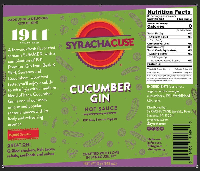 CUCUMBER GIN infused with 1911 small-batch gin to deliver mild  satisfying heat and smooth flavor