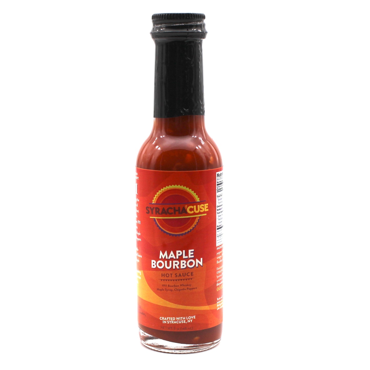 MAPLE BOURBON HOT SAUCE, Satisfying heat, smooth bourbon flavor made with 1911 bourbon whiskey.