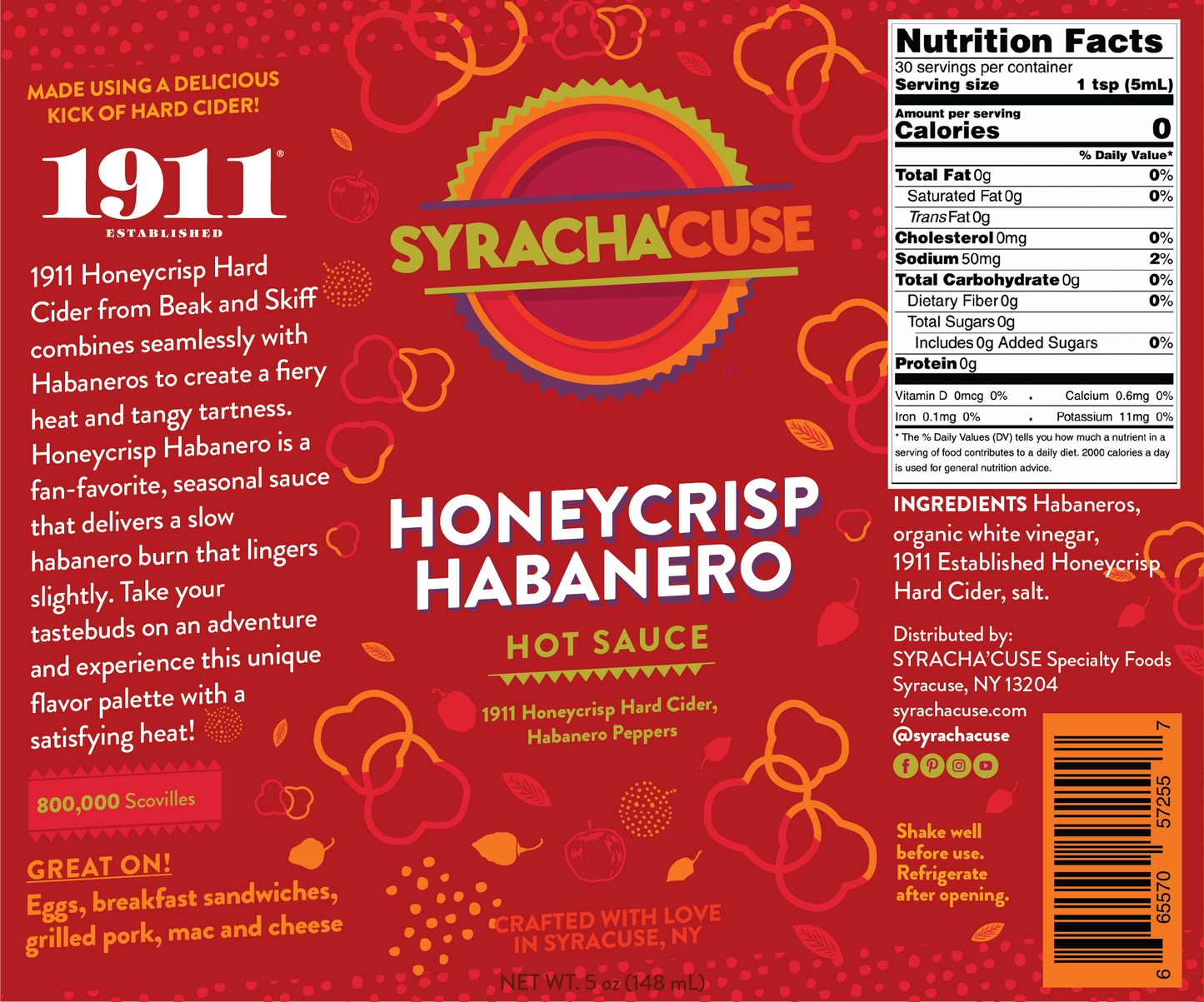 HONEYCRISP HABANERO Hot Sauce Made with 1911 Honeycrisp Hard Cider